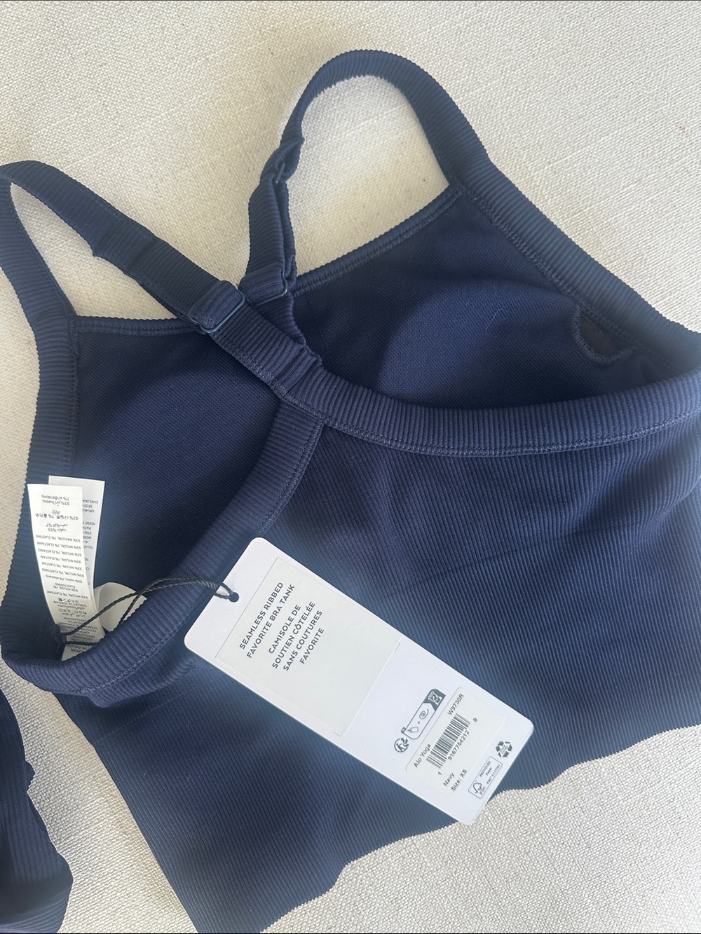 Navy ALO Yoga Ribbed bra top - Picture 3 of 6